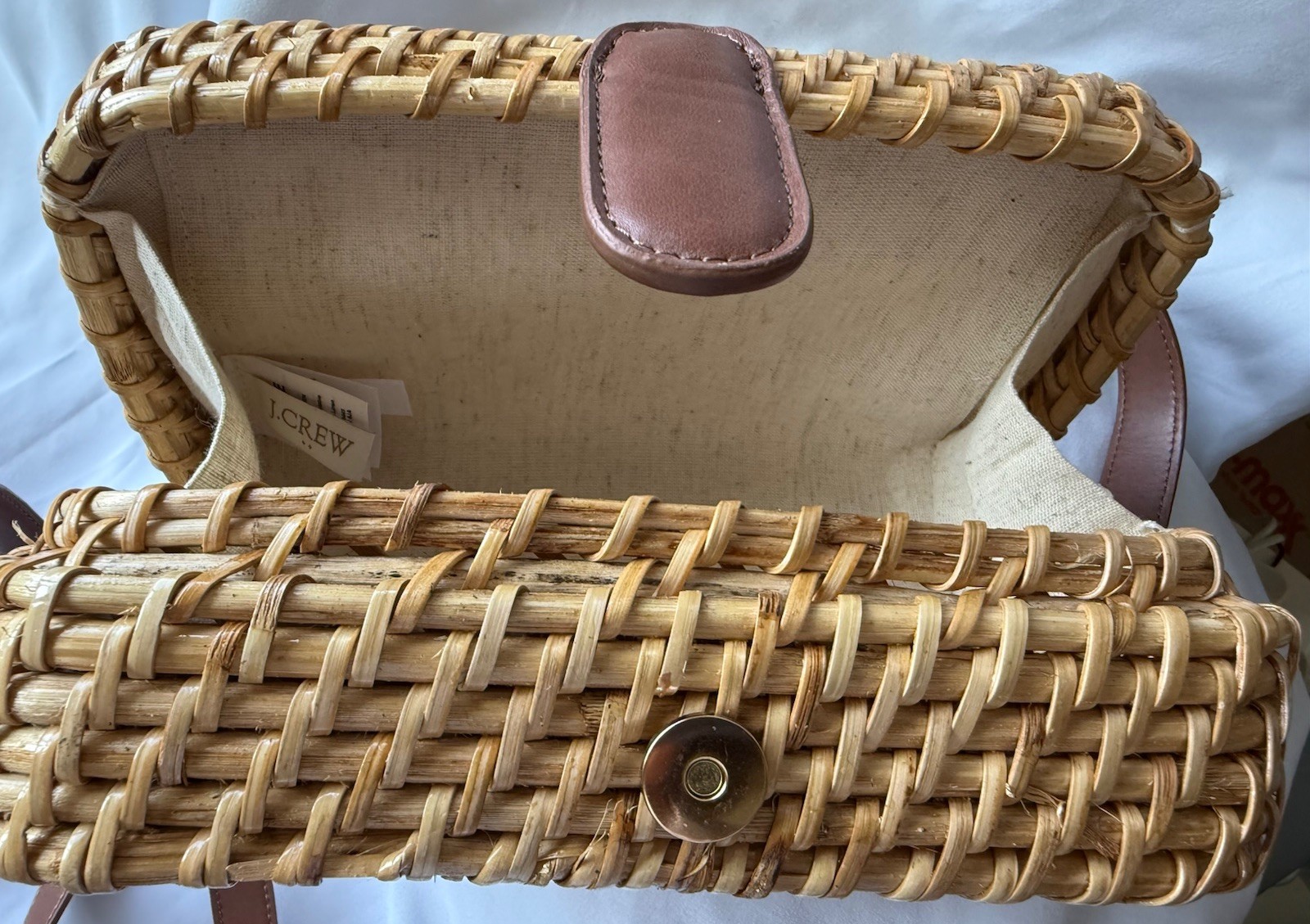 J. Crew Factory Woven Crossbody Bag Natural Rattan Vegetable Fiber, BRAND NEW