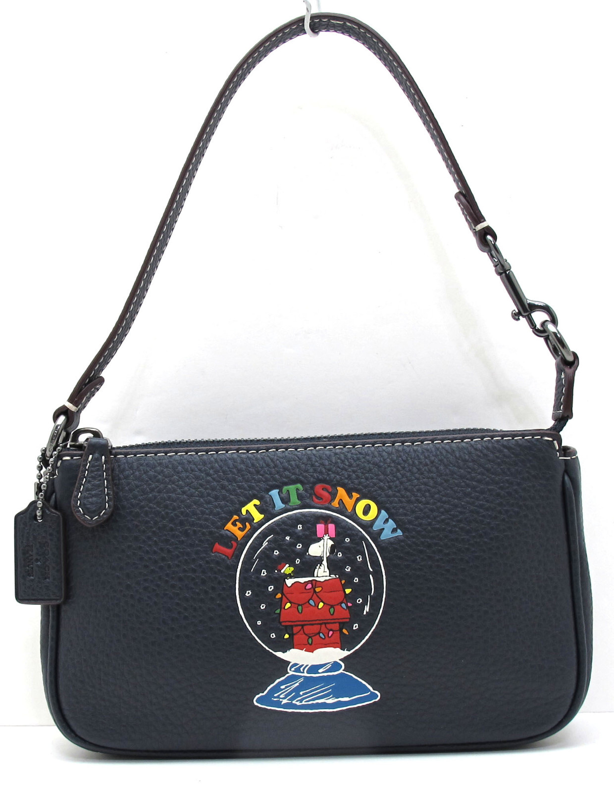 NEW COACH x Snoopy Peanut LE Nolita 19 Leather Top Handle/Wristlet Midnight Navy