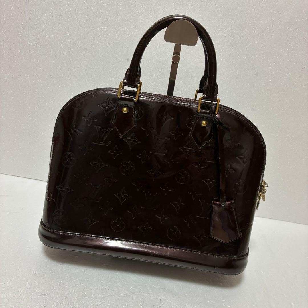 Louis Vuitton Vernis Amarant Alma PM Handbag Leather Authentic Damaged Condition