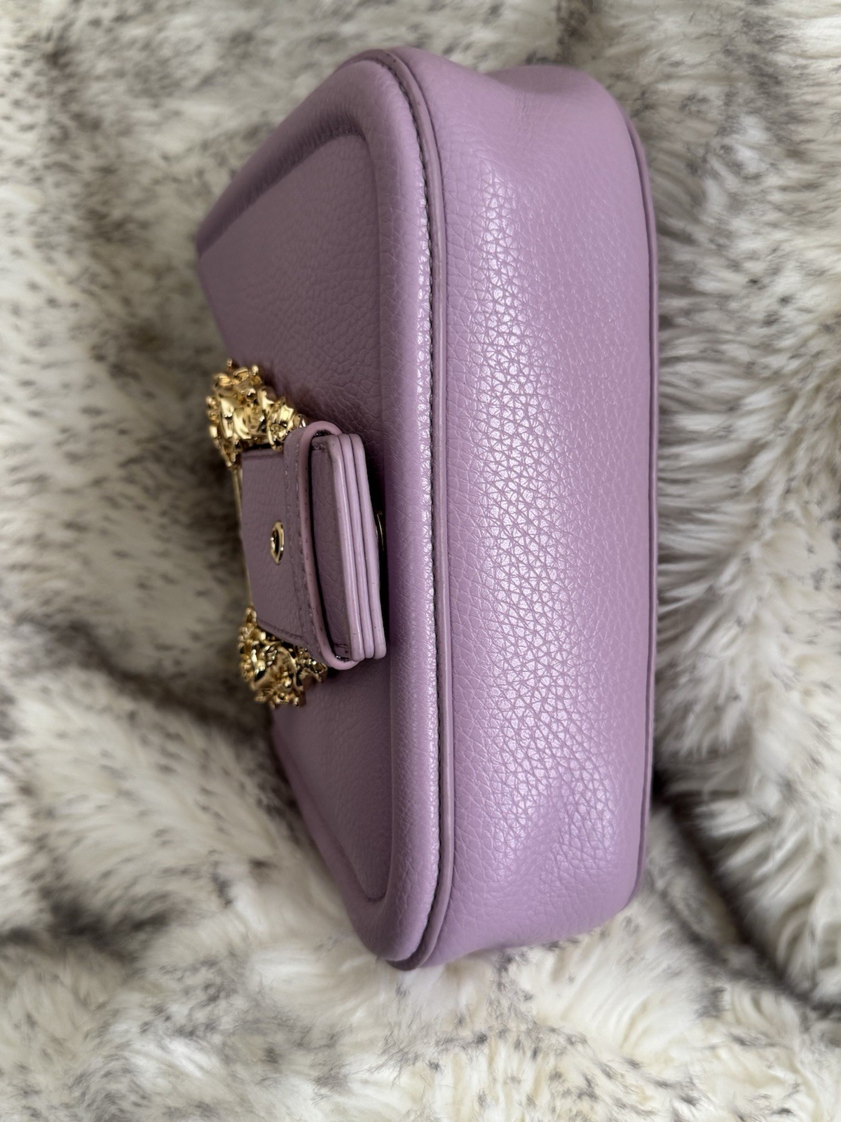 NWT Versace Jeans Couture Purple Leather W/Gold HW Shoulder Bag/Cross Body Purse