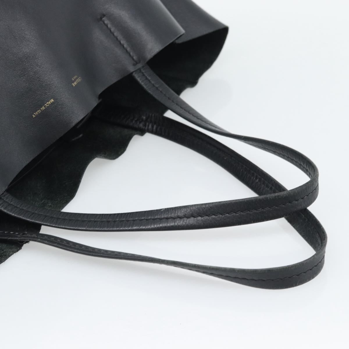 CELINE Horizontal Cabas Tote Bag Leather Black Gold Auth hk3929A