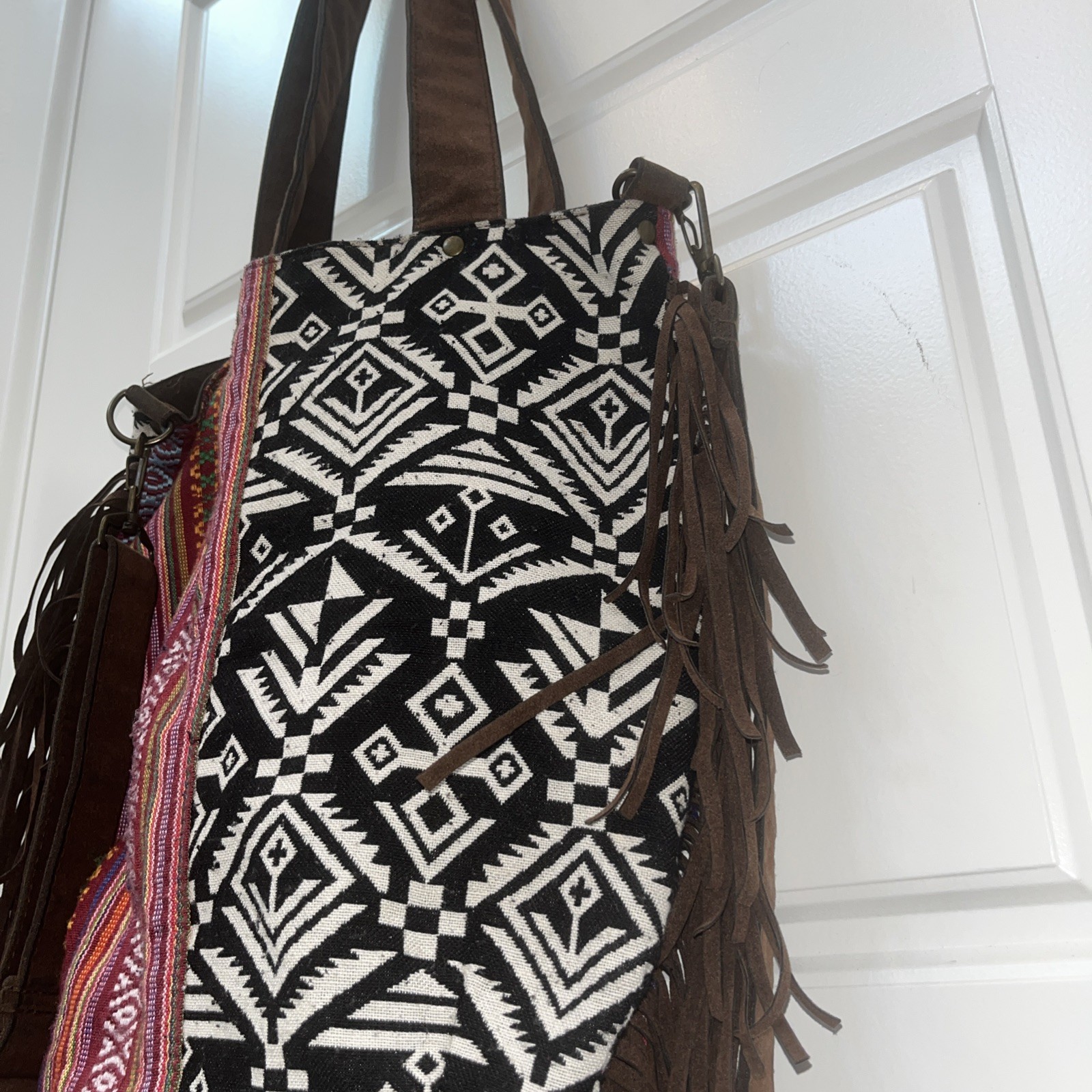 Boho Style Fringed Tote Bag BAY SKY