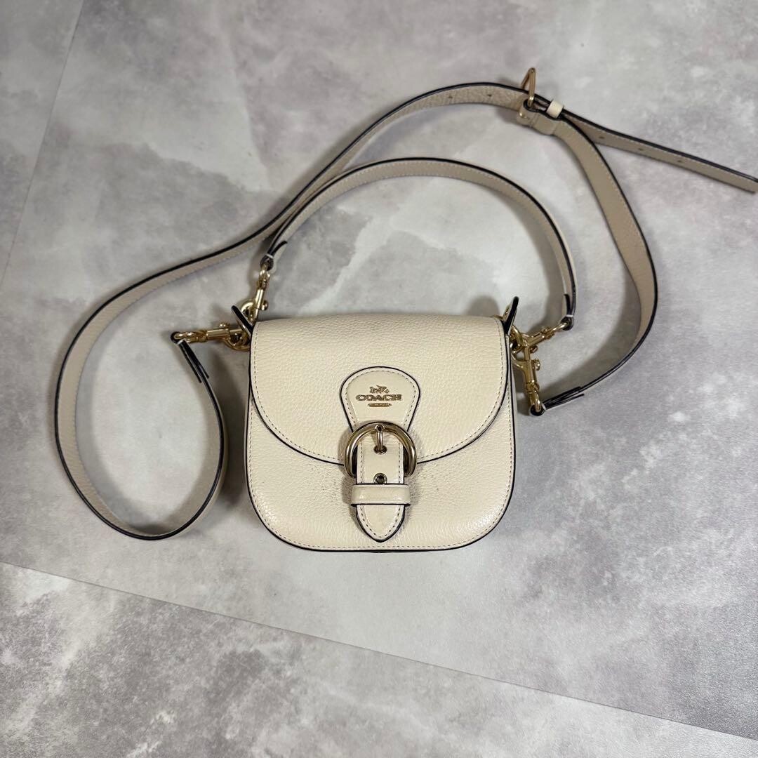 COACH Shoulder Bag C5685 Leather Chalk Auth Vintage From Japan
