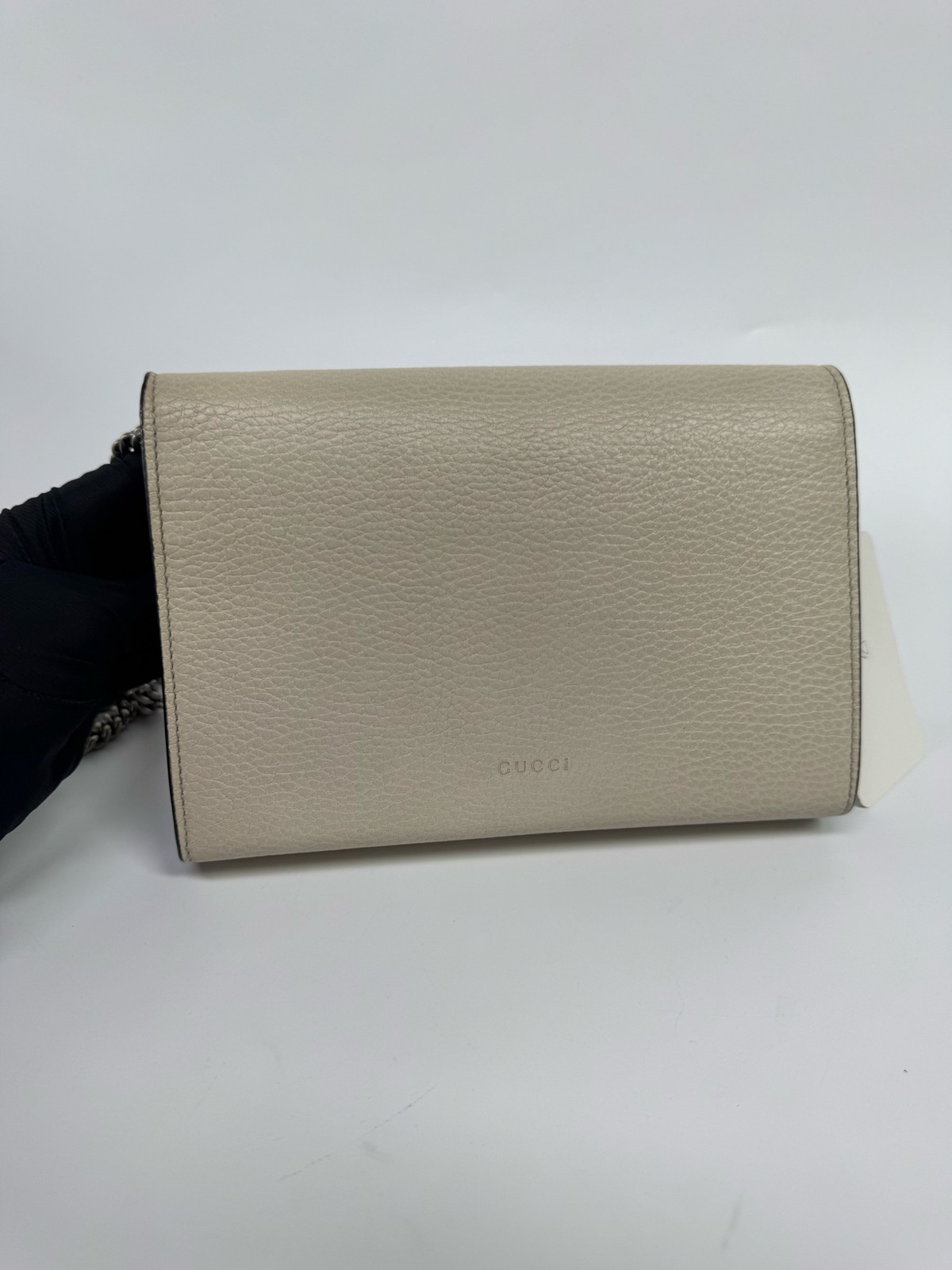 GUCCI Dionysus WOC Off White Pebbled Calfskin Leather Silver HW Crossbody Bag