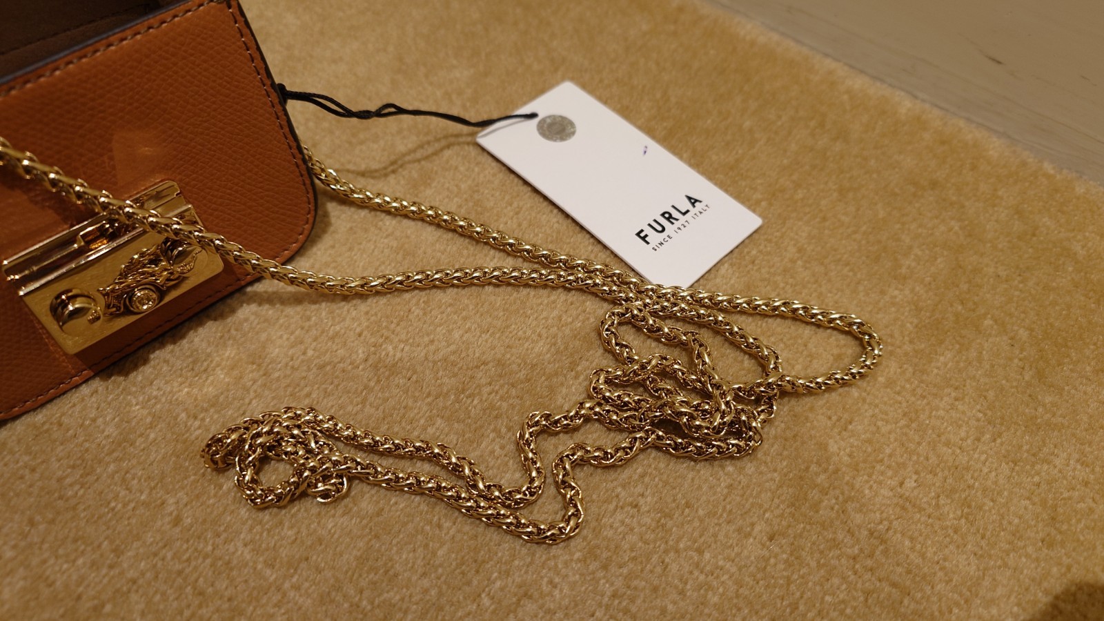 Furla Metropolis Micro Brown Leather Line Friends Brown Bear Crossbody Bag RARE