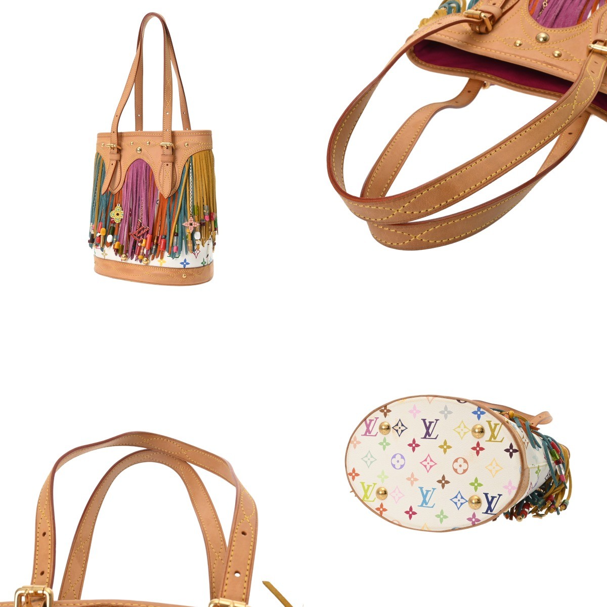 Louis Vuitton M40109 Tote Bag Monogram Multicolor White #WB530