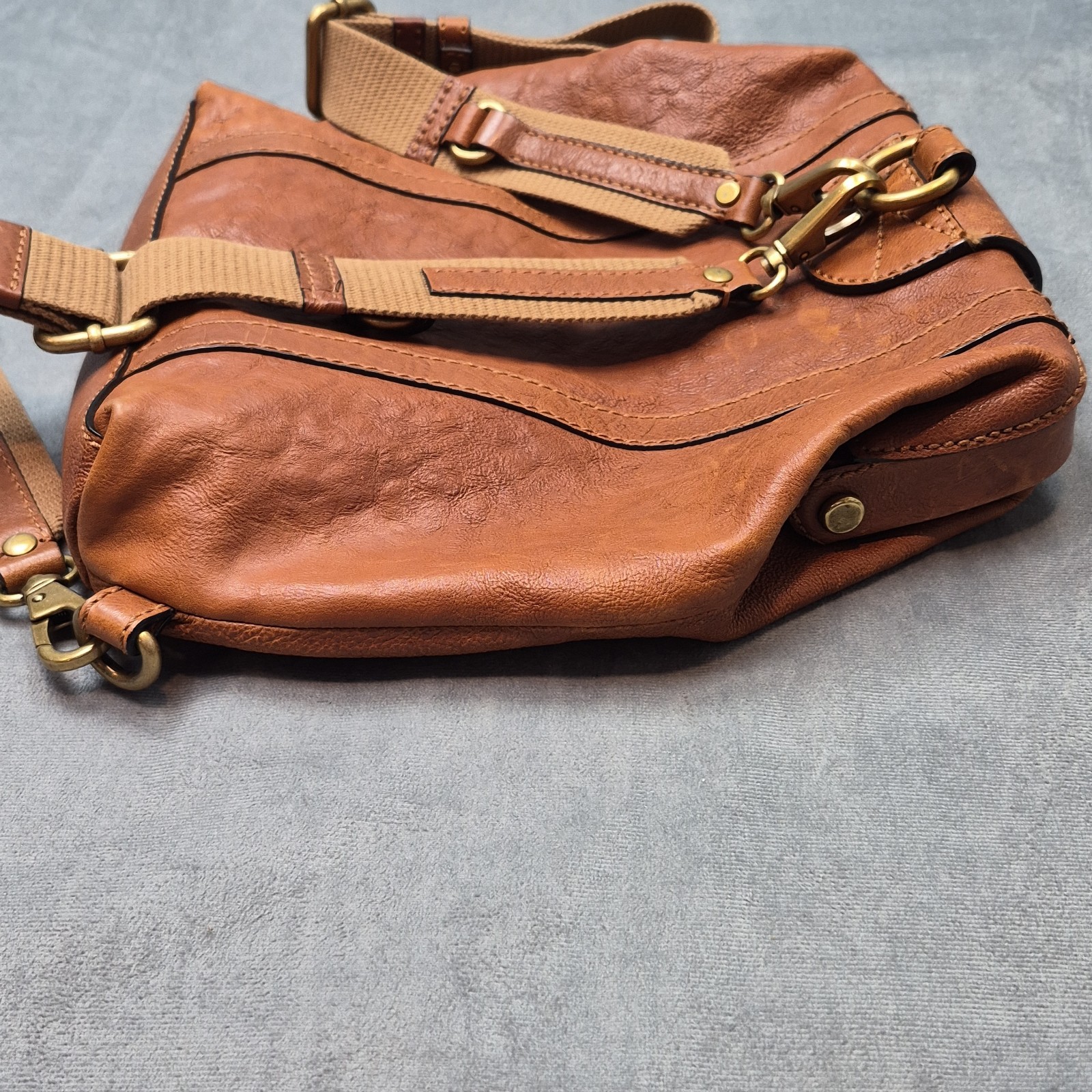Fossil Emilia Pebbled Leather Cognac Boho Festival Minimalist Backpack ZB4927