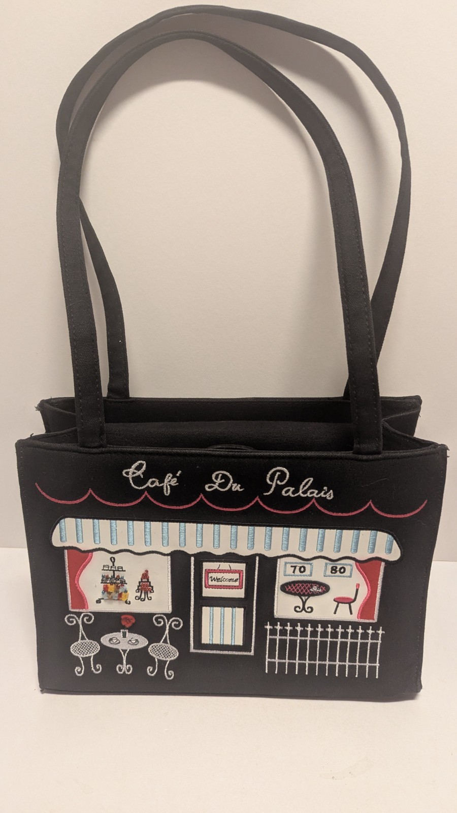 Cigar Box Purse, Cafe Du Palais, Straps And Magnetic Button Closure.