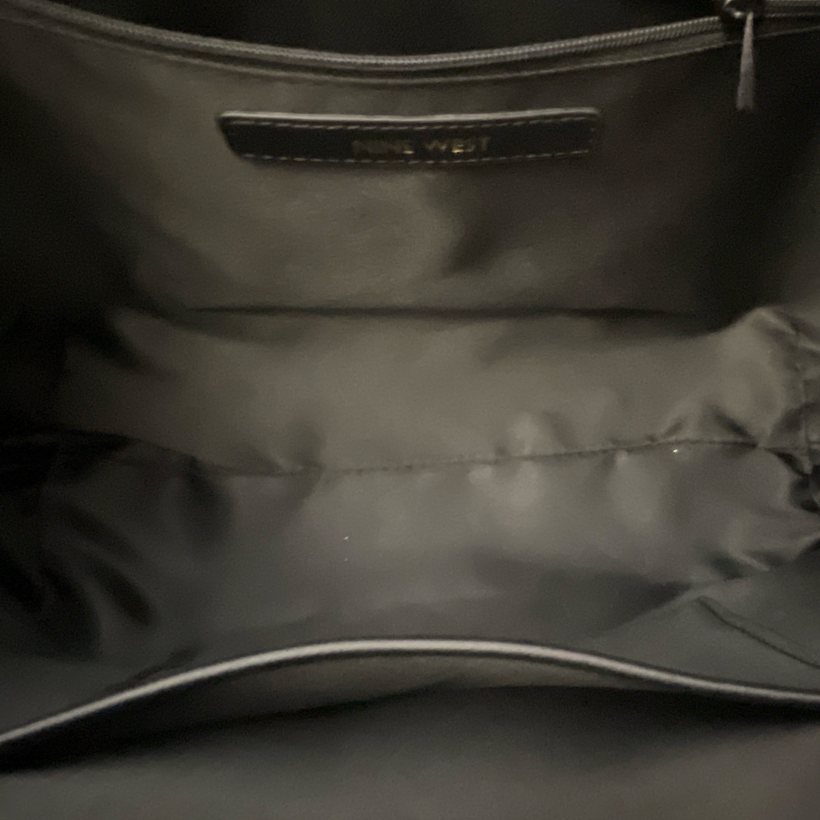 Nine West Brown Logo Zip Tote Bag, Removable Pouch, Inner Pockets, Lined