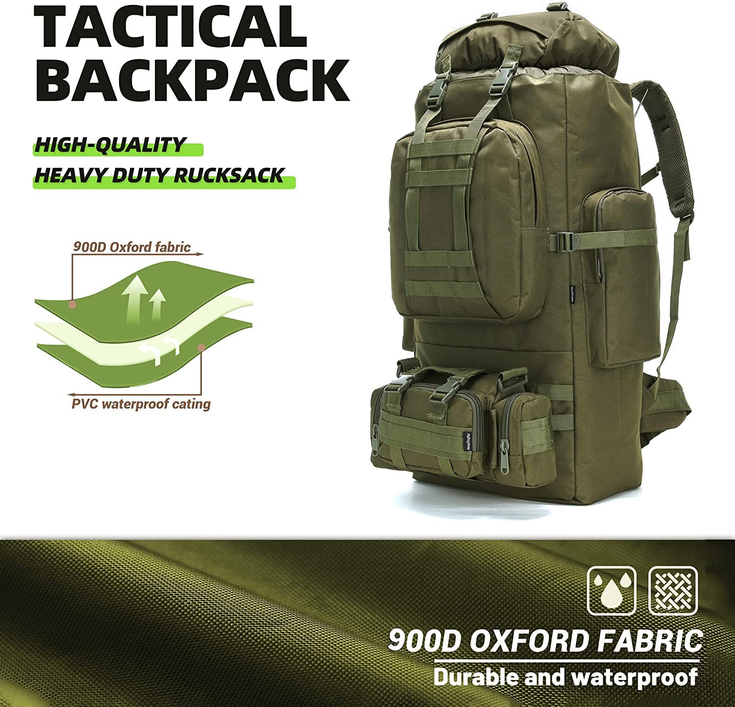 100L Camping Hiking Backpack,Molle military Tactical rucksack backpack,Waterproo
