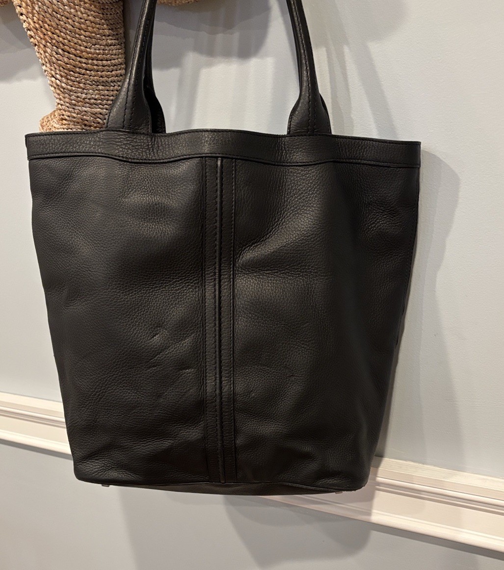 Valextra Black Leather Top Handle Tote Bag Handbag Purse Made In Italy