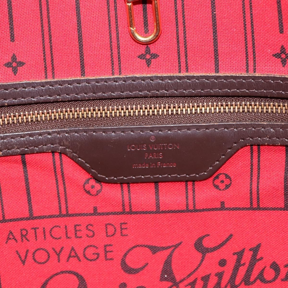 LOUIS VUITTON Damier Ebene Neverfull MM Tote Bag N51105 LV Auth bs36474