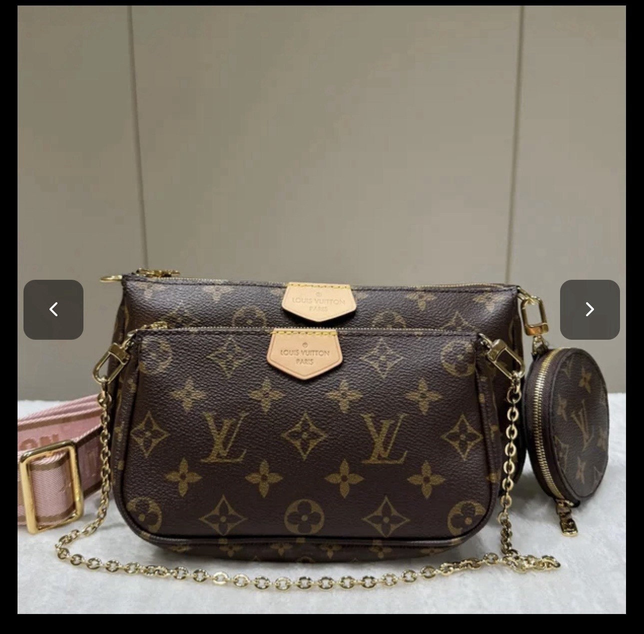 AuthenticLouis Vuitton Multi Pochette Accessoires Crossbody Brown Canvas/Leather