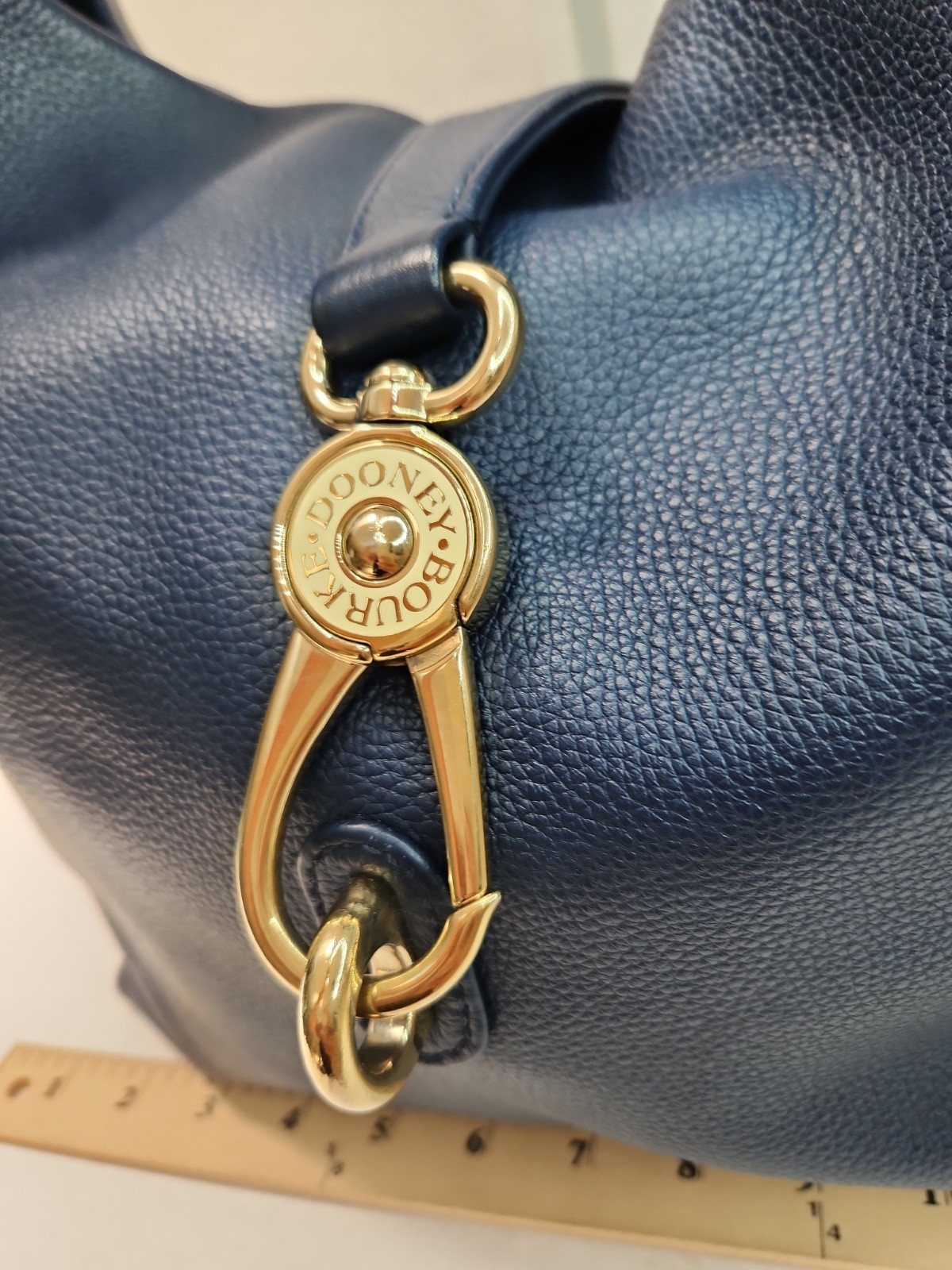 DOONEY & BOURKE Large Florentine Bag Logo Lock Sac Navy Blu Hobo Shoulder Lthr