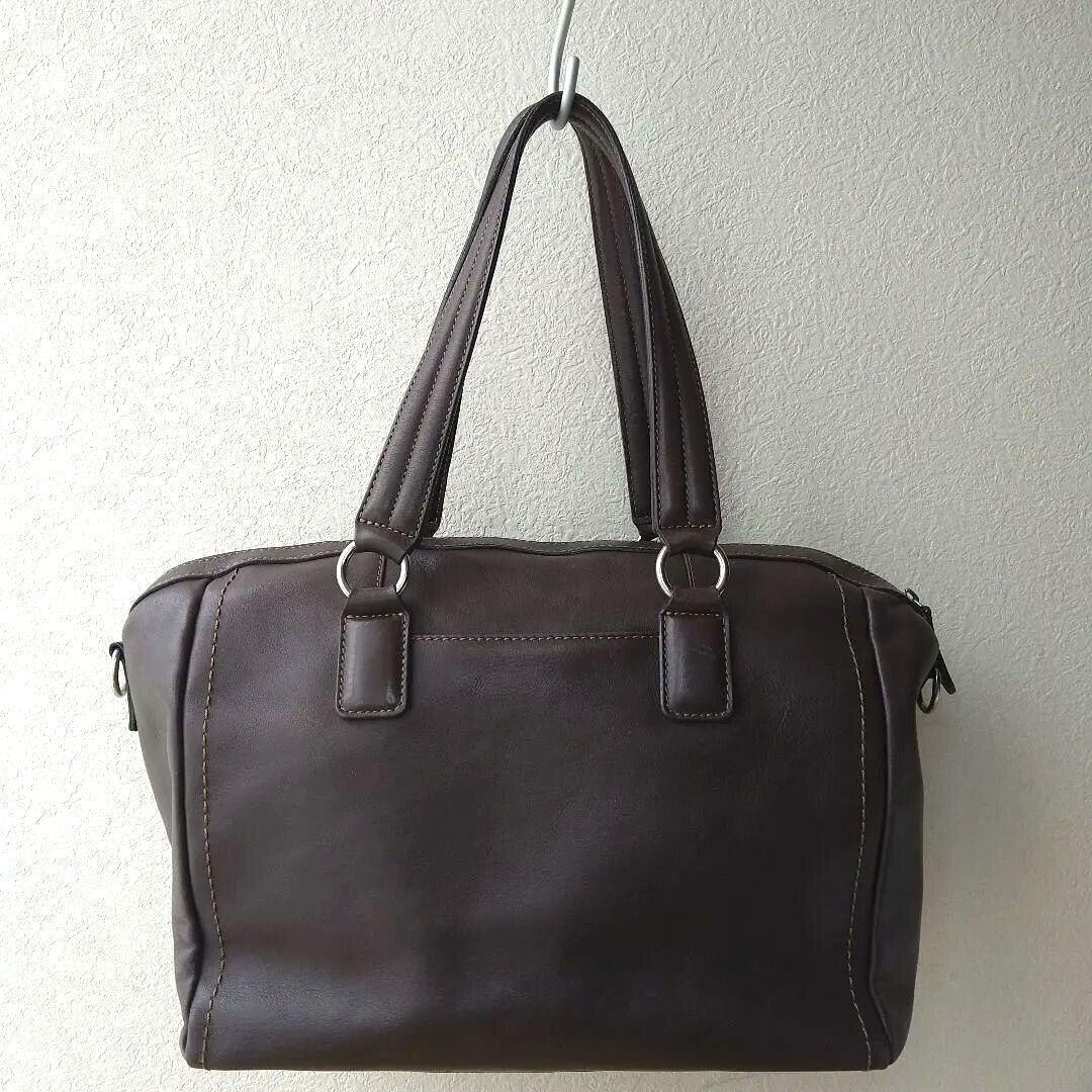 TSUCHIYA KABAN Handbag Leather Dark Brown Large capacity Authentic From Japan