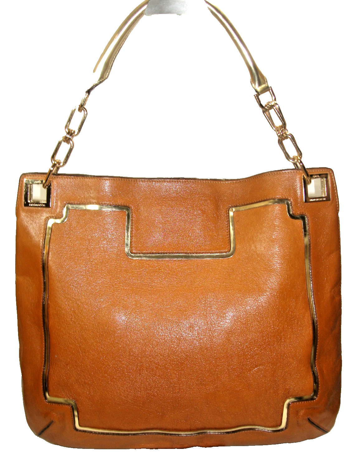 Anya Hindmarch Stunning Tan Soft Leather Gold Trim Suede Lined Shoulder Bag MINT