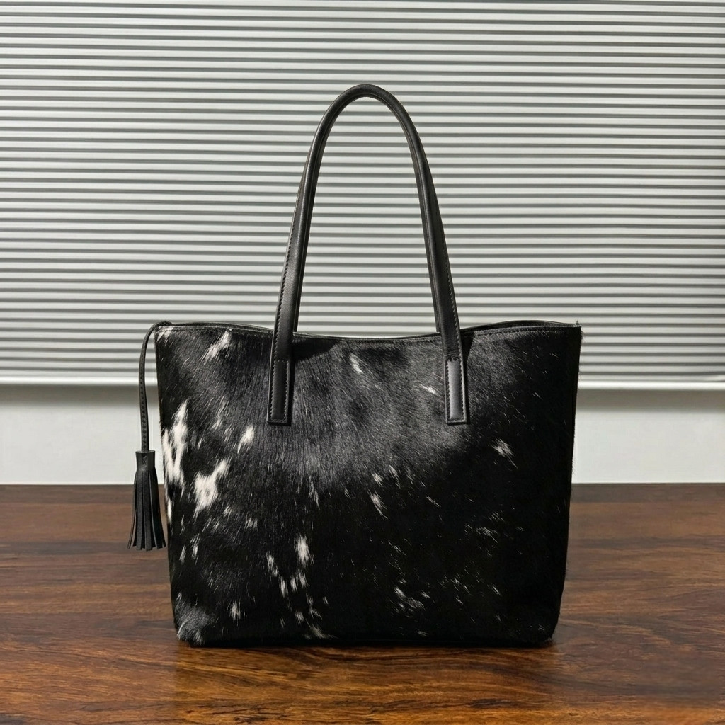Handmade Cowhide Leather Tote Bag | Hair On Hide Purse Large Handbag for Women