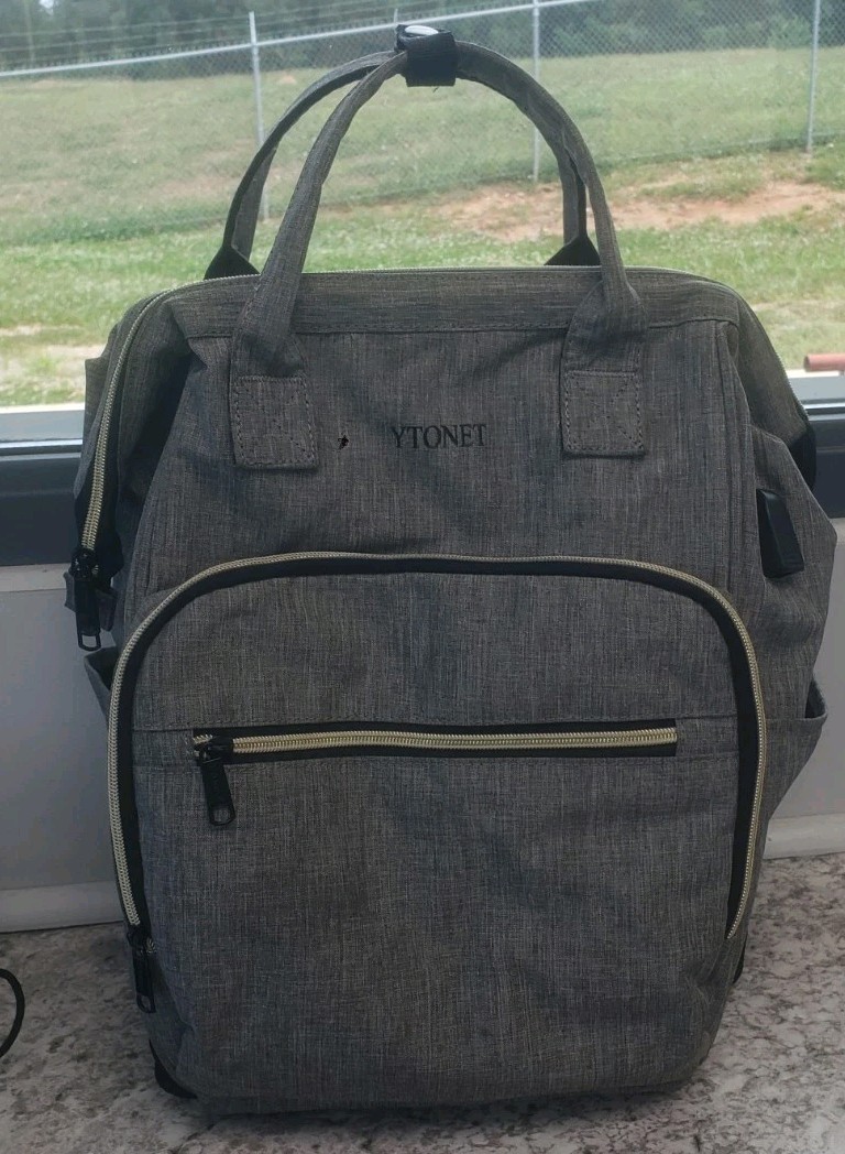 YTONET Laptop Backpack School/Travel Backpack with USB Charging Port Light Grey