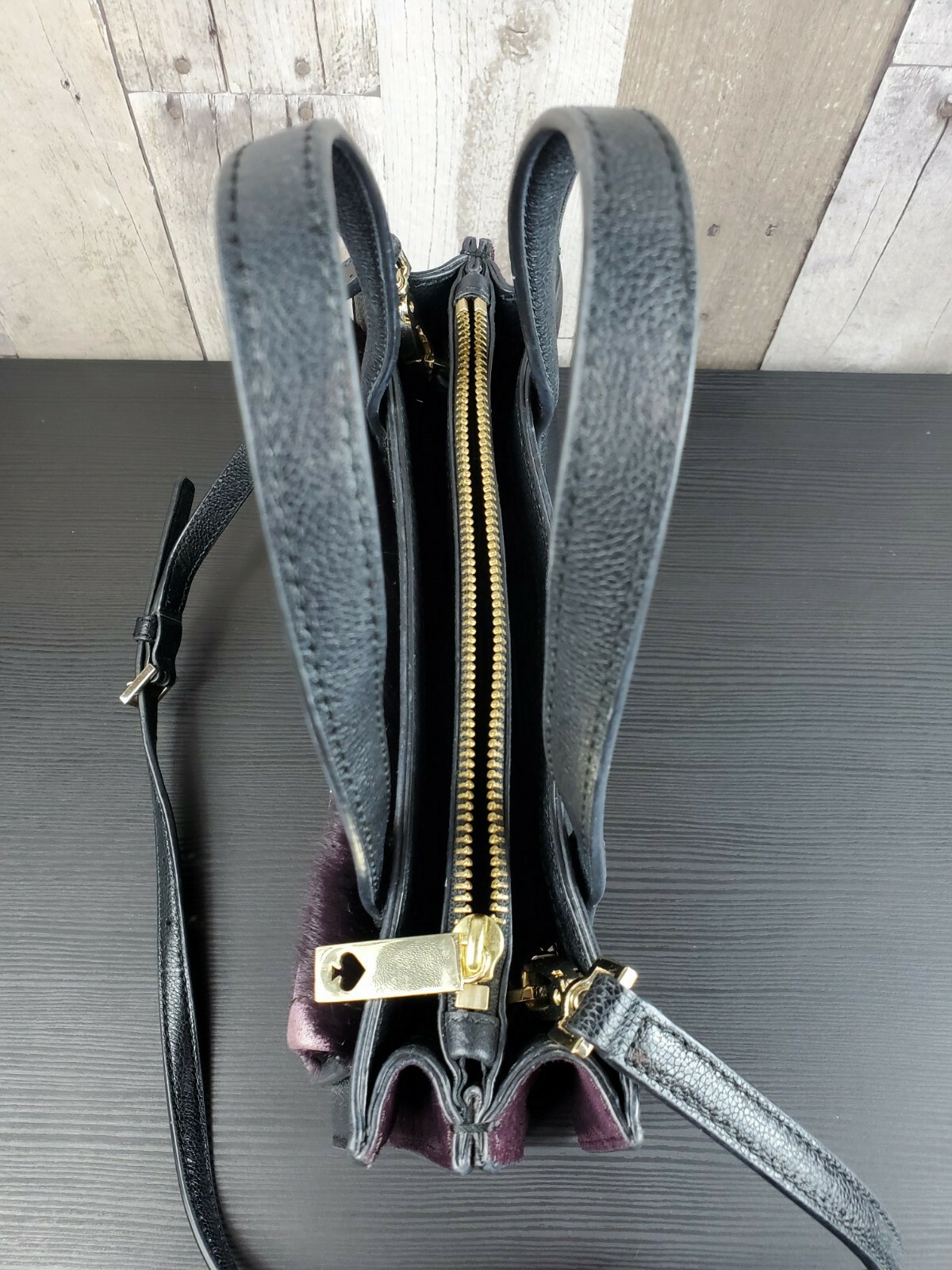 Kate Spade Sayra Hyde Place Bag In Black/Aubergine Calf Hair Accents