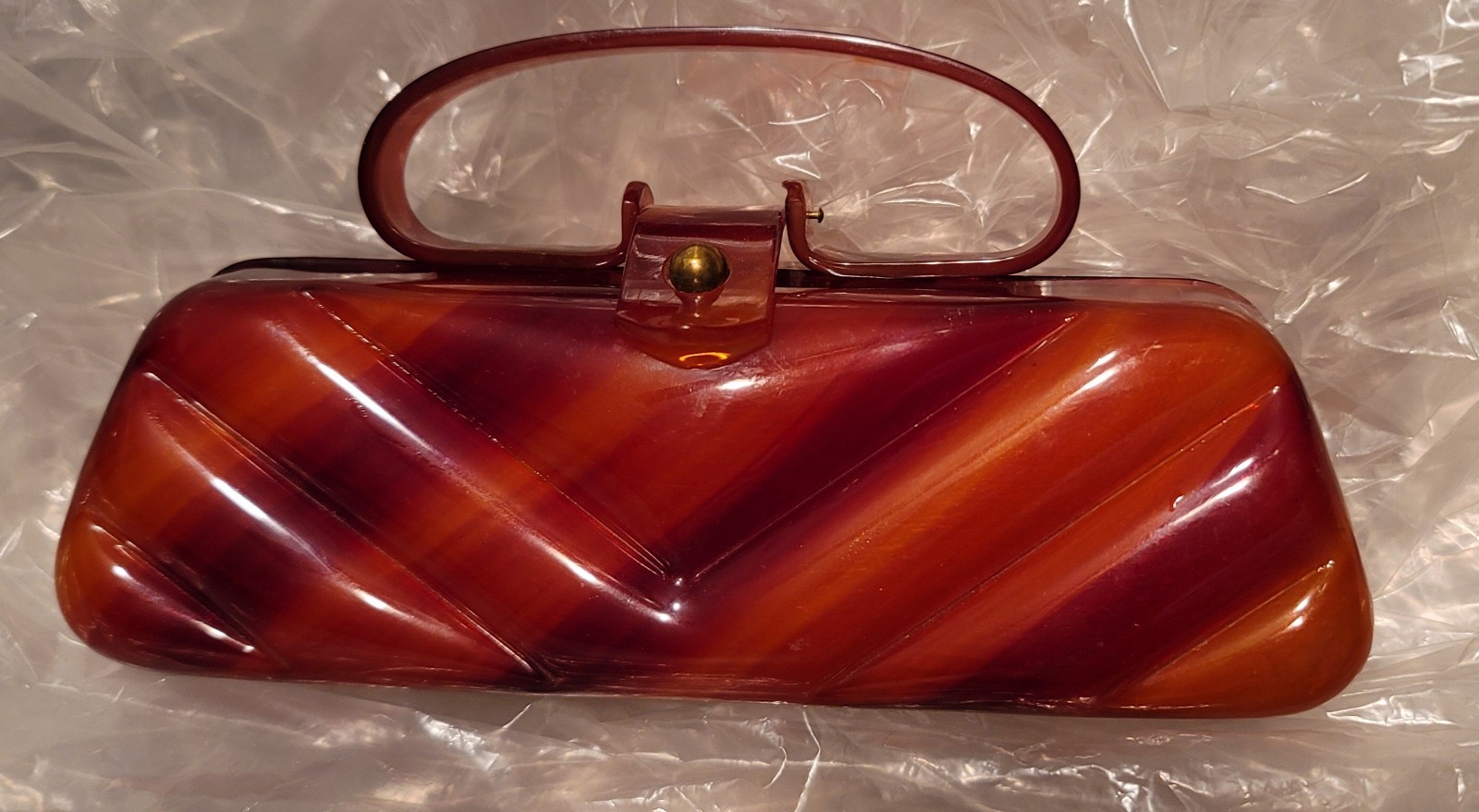 Vintage Dorset Butterscotch Lucite Tortoise Shell Burnt Orange Purse