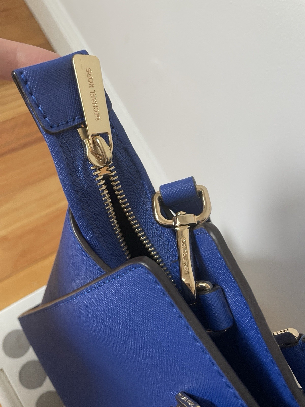 Michael Kors Electric Blue Satchel Handbag 14x9x5 w/ Gold Hardware