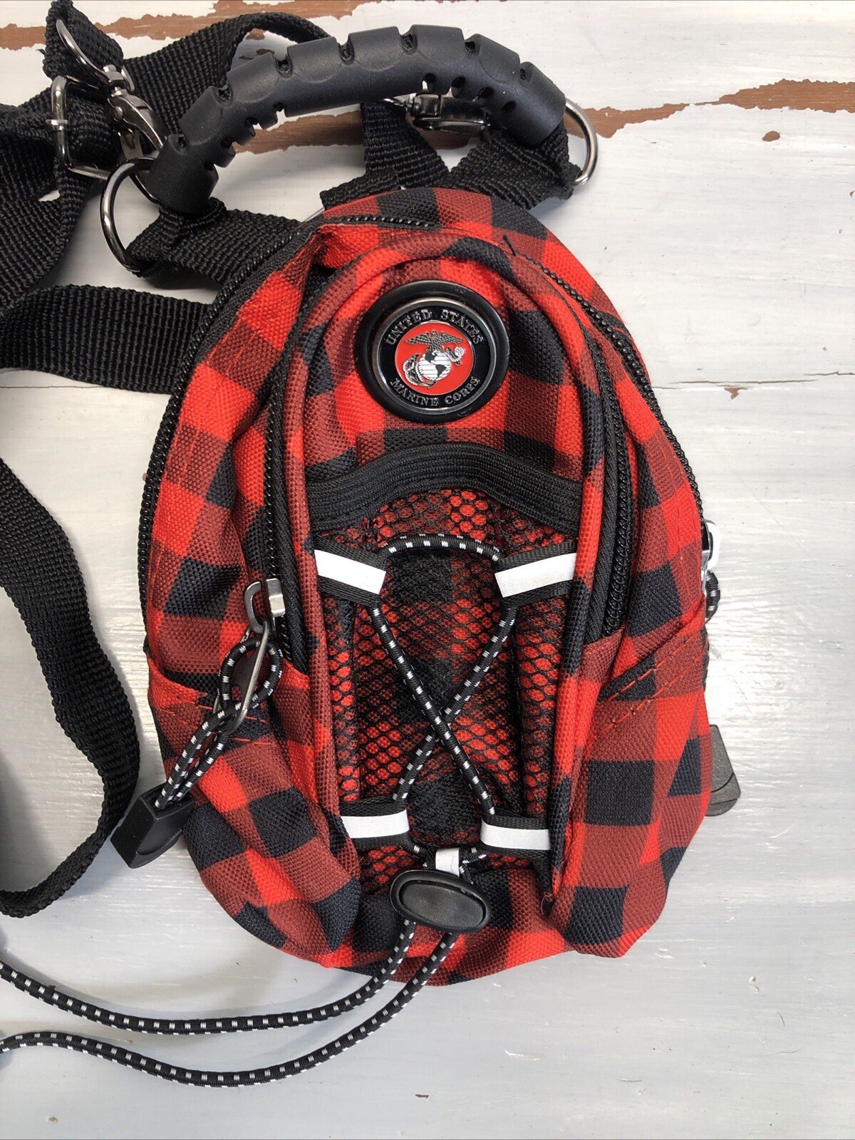 Mini Red Plaid Backpack United States Marine Corps With Shoulder Strap Phone Key