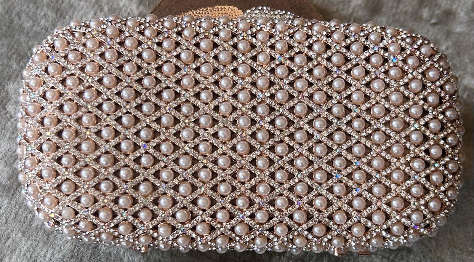 TASHA Crystal Pearl Embellished Clutch Bag w Chain Strap – VG