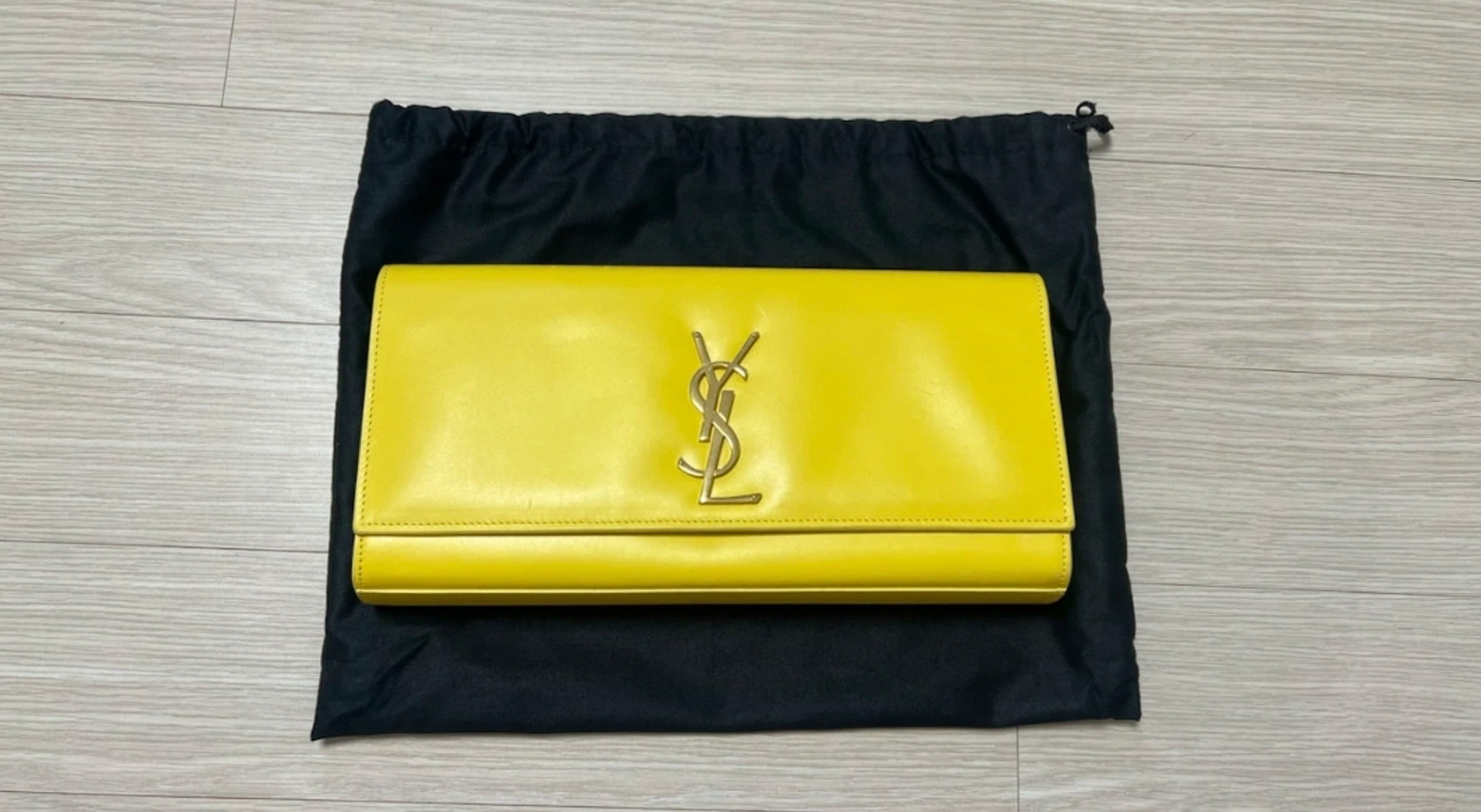 Saint Laurent Authentic Yellow Cassandra Clutch Bag with Gold Hardware