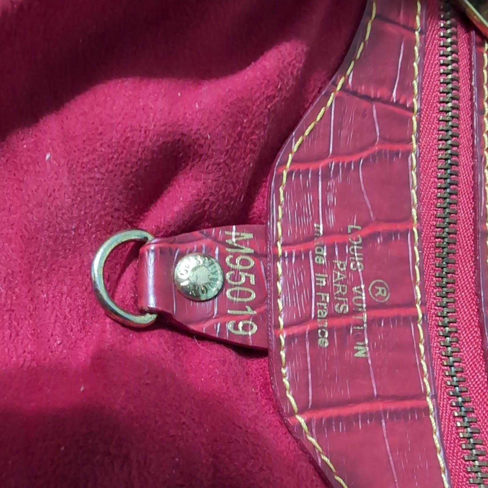 Louis Vuitton blue demin with red alligator trim