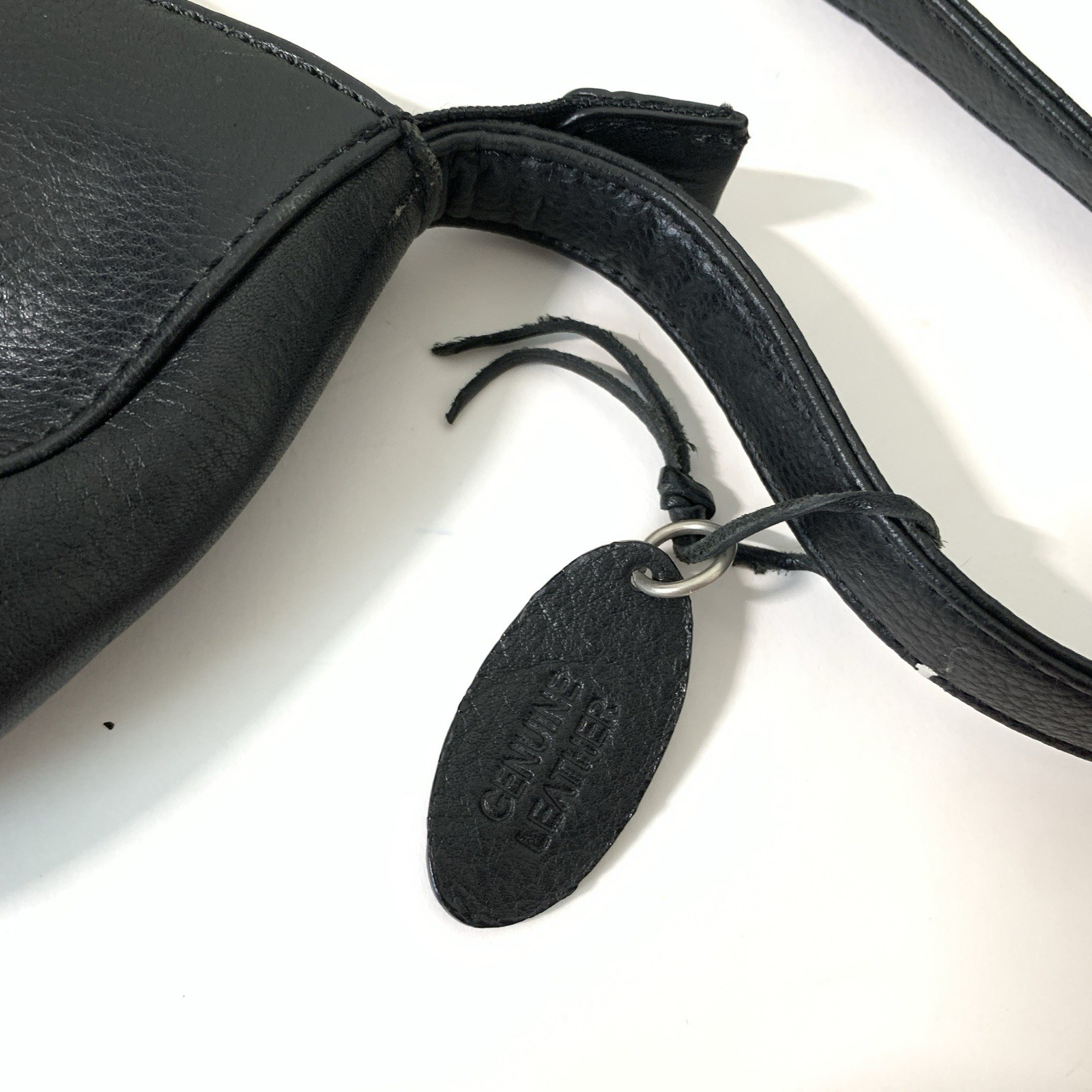 Vtg Rolfs Shoulder Bag Black Leather Purse Zipper Y2K Clean New Money Quiet Lux