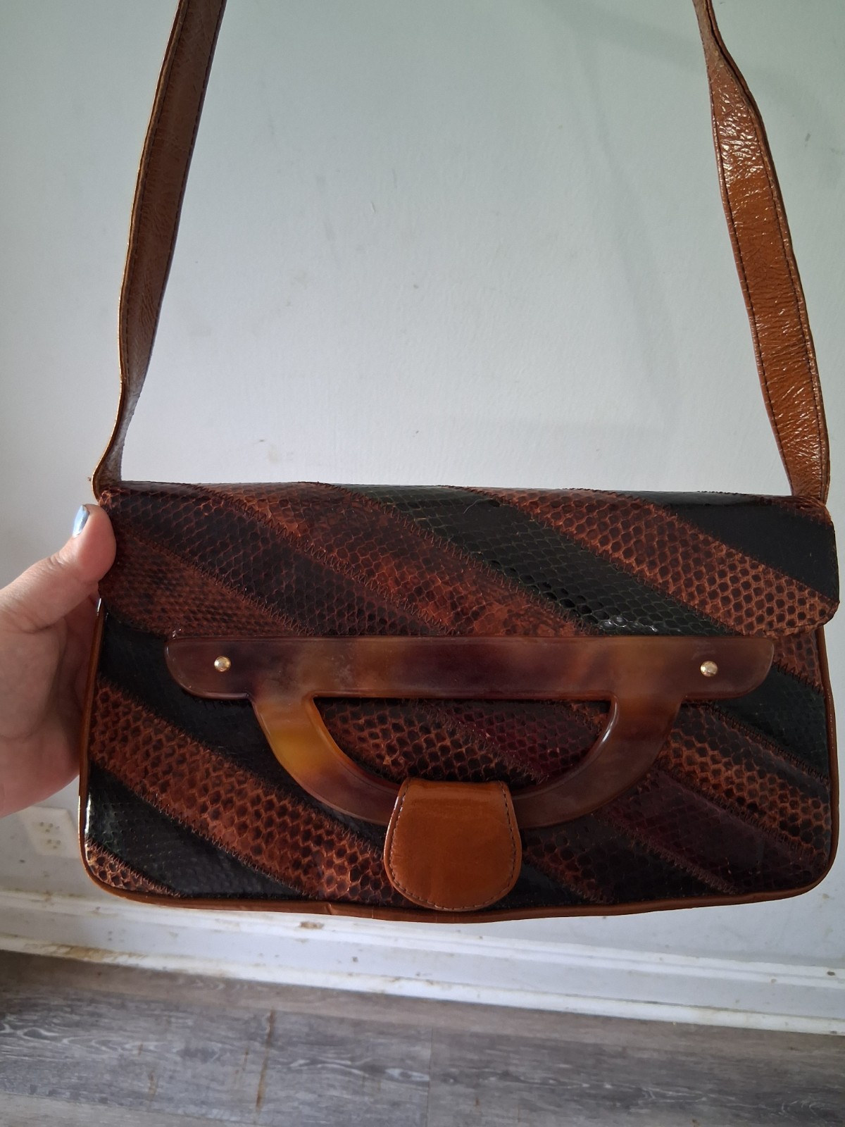 Tango By Madrid Vintage 1980s Authentic Reptile Skin Clutch