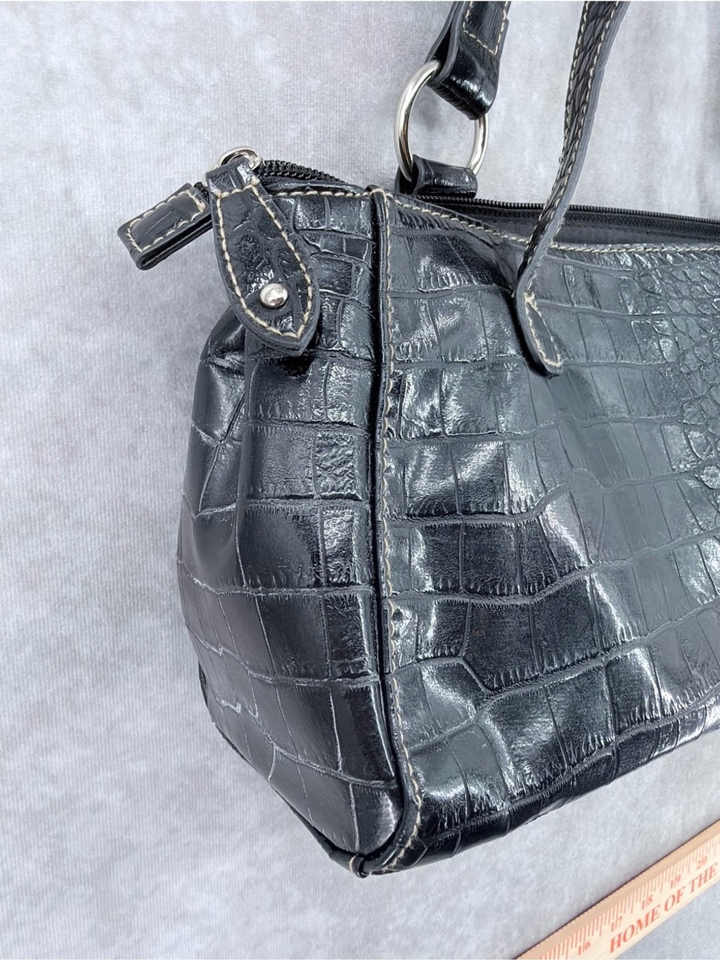 croft & barrow Black Croc-Embossed Shoulder Bag