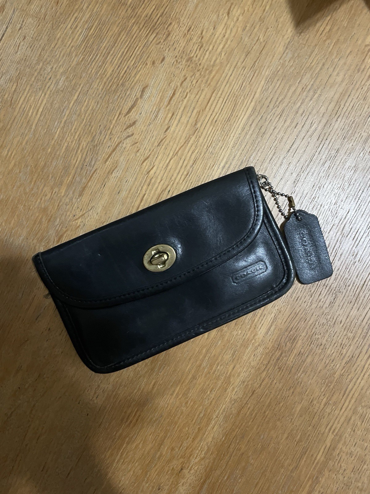 COACH Black Leather wallet/sunglass holder Turn Lock