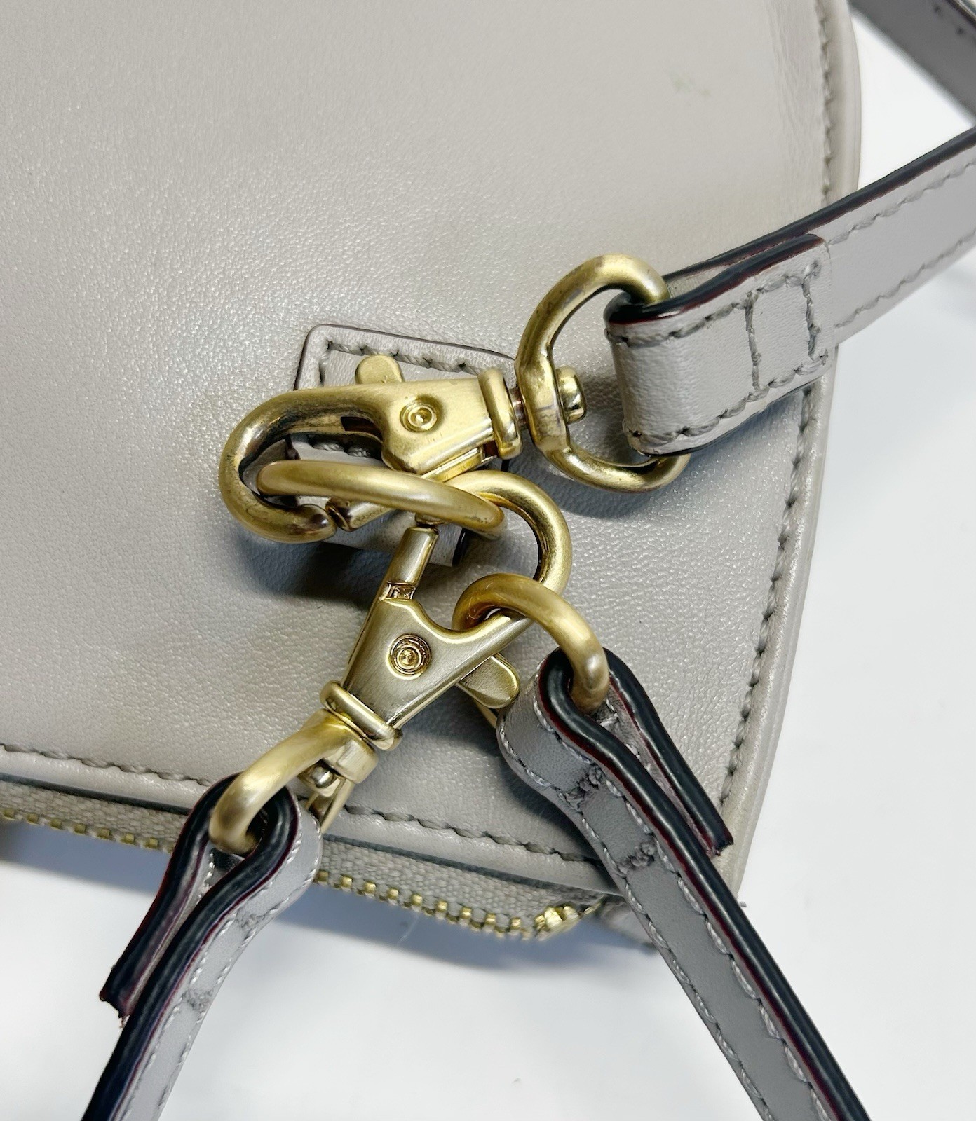 Lo&Sons Gray Nappa Leather Waverly 2 Small Crossbody Belt Bag Fanny Pack Purse