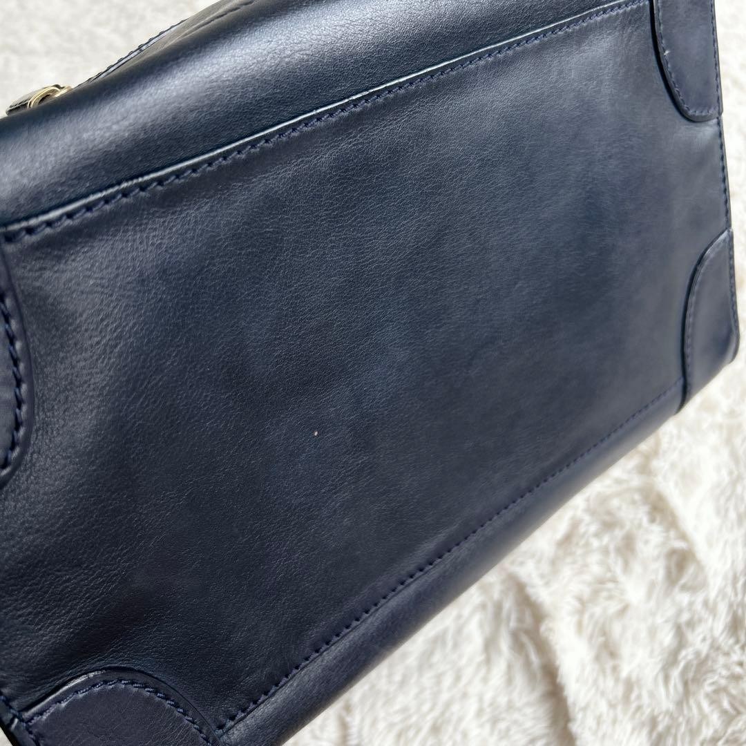 CELINE Luggage Mini Leather Tote Bag, Navy Can store A4 size PC large capacity