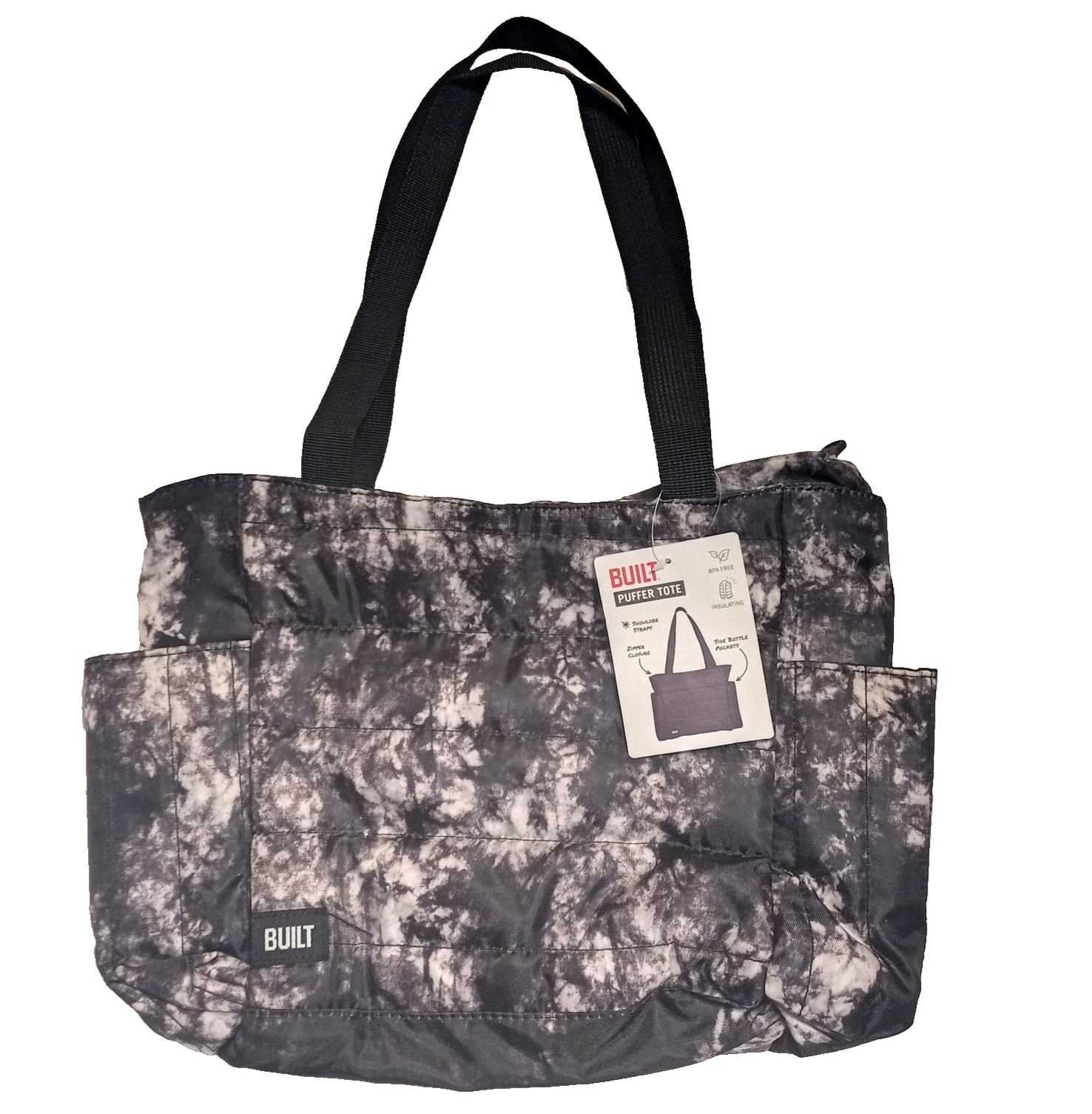 NEW – Built NY Puffer Lunch Tote Black / White Nightfall Tie Dye