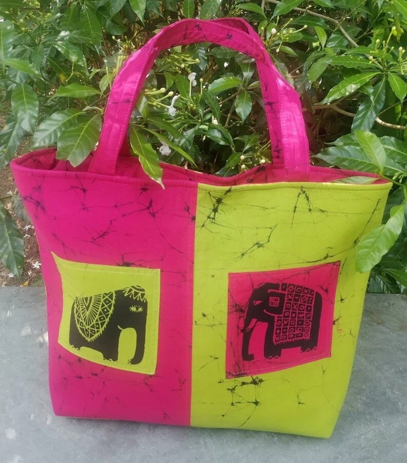 Batik Shoulder Bag Handmade In Sri lanka Unique Print Tote Bag