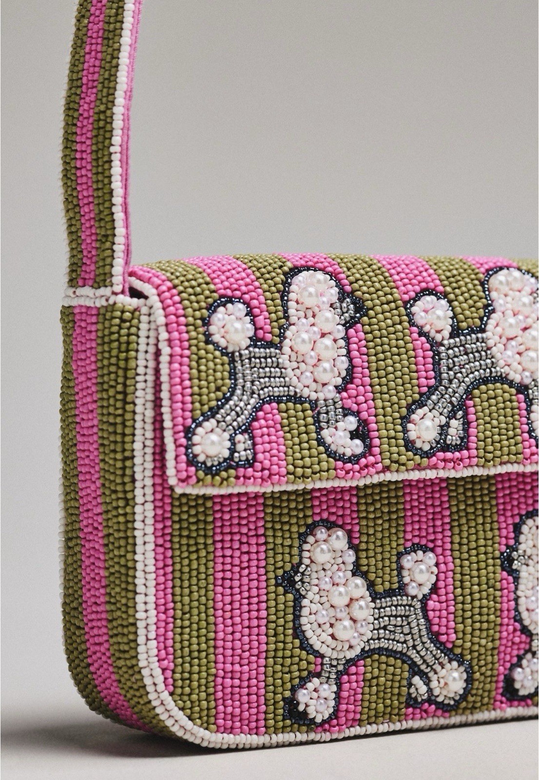 Anthropologie The Fiona Beaded Bag: Animal Edition Poodles Pink NWT