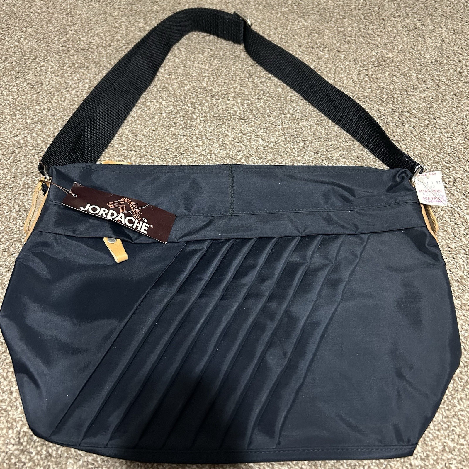NWT Vintage Jordache Blue Nylon Shoulder Bag Logo On Side