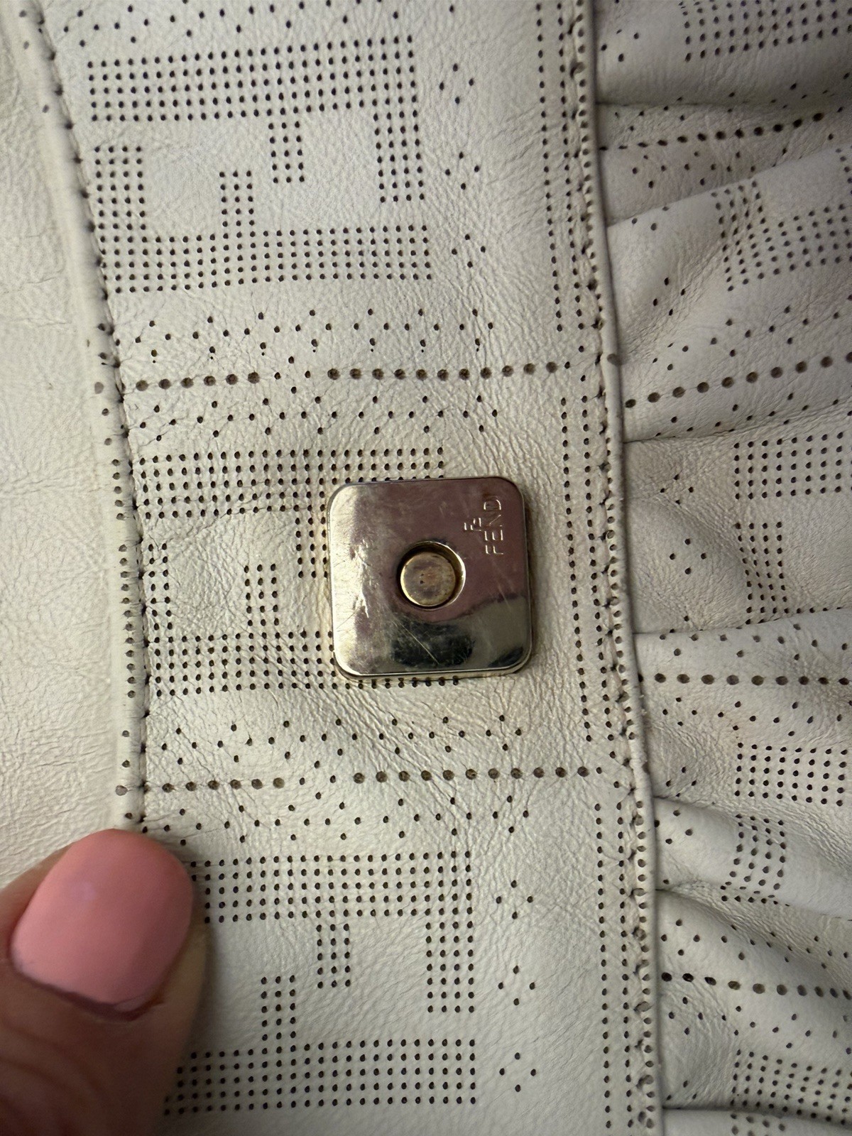 Fendi Chef Flap Bag Perforated White