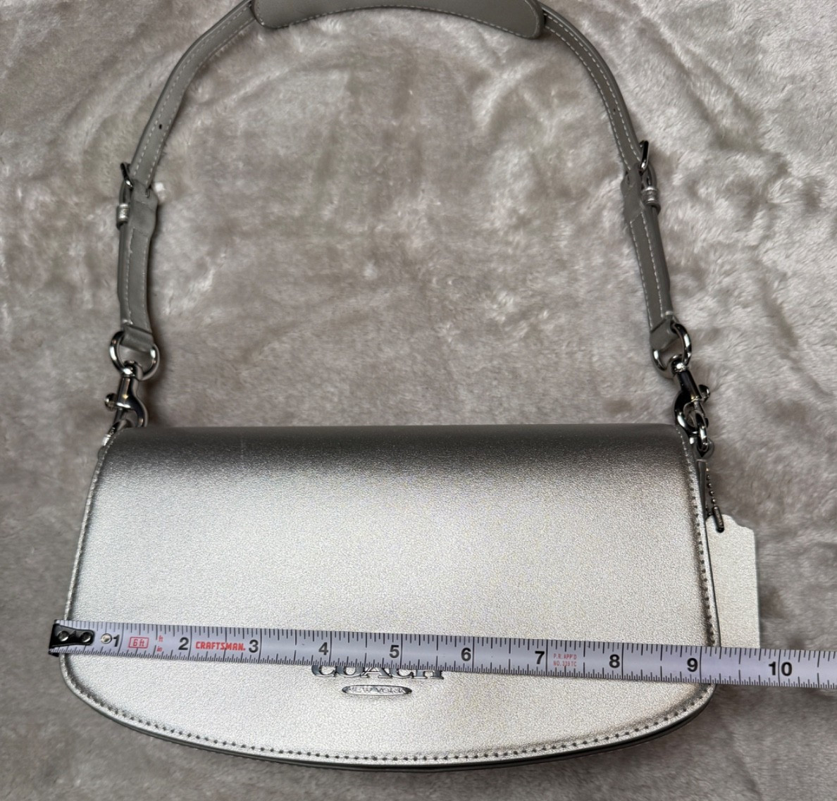 Coach Andrea Metallic Silver Smooth Leather Small Shoulder Bag CW023 NWOT