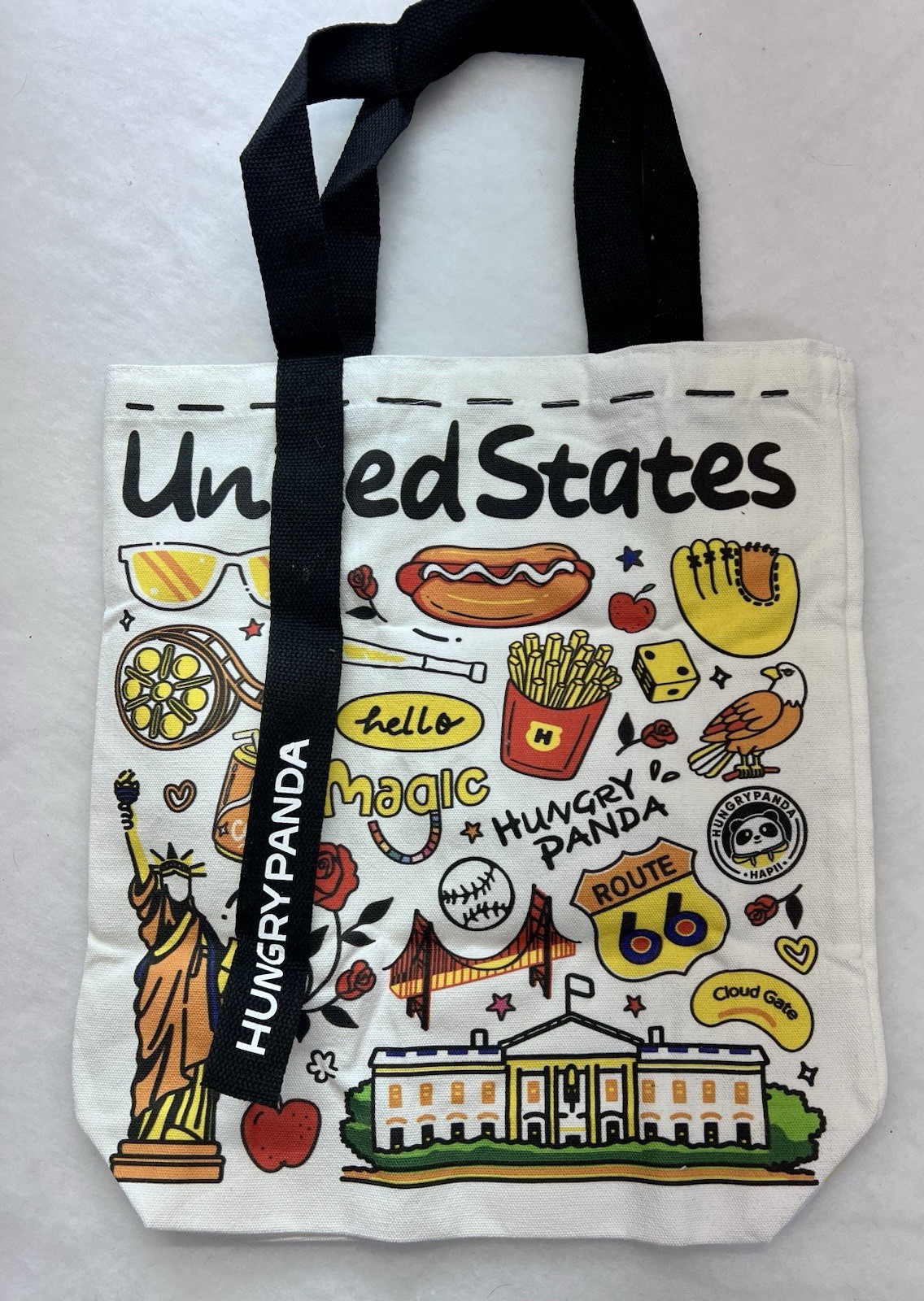 Hungry Panda Canvas Tote Bag United States Shopping Bag White House America-NWOT