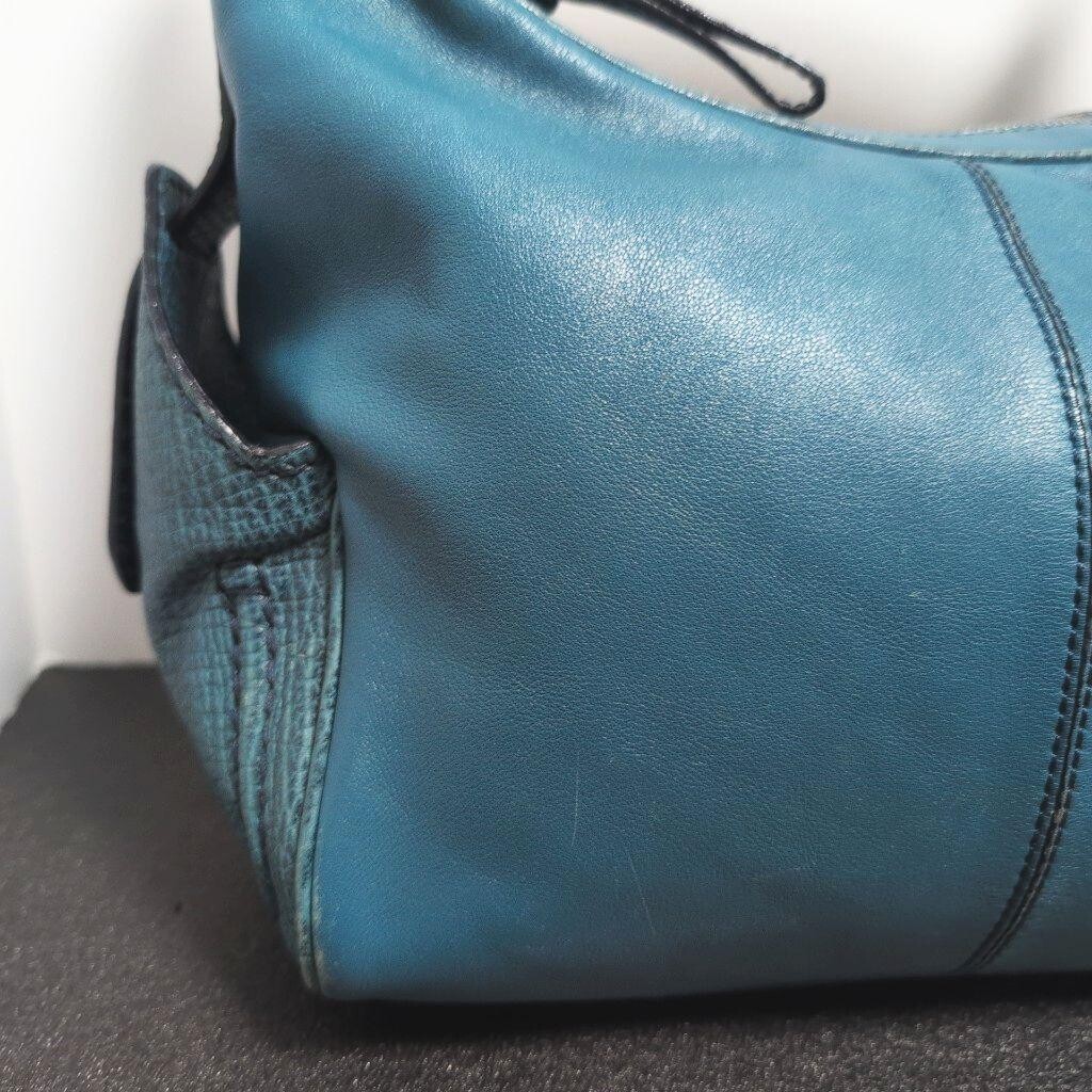 Tods Blue Leather Shoulder Bag Womens Large Tote Silver Hardware 37cm Leather