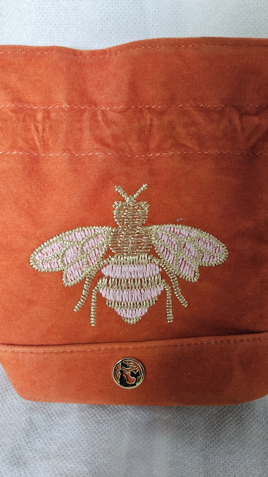Spartina 449 Keepsake Drawstring Bag Excellent Condition Orange Bee Makeup Bag