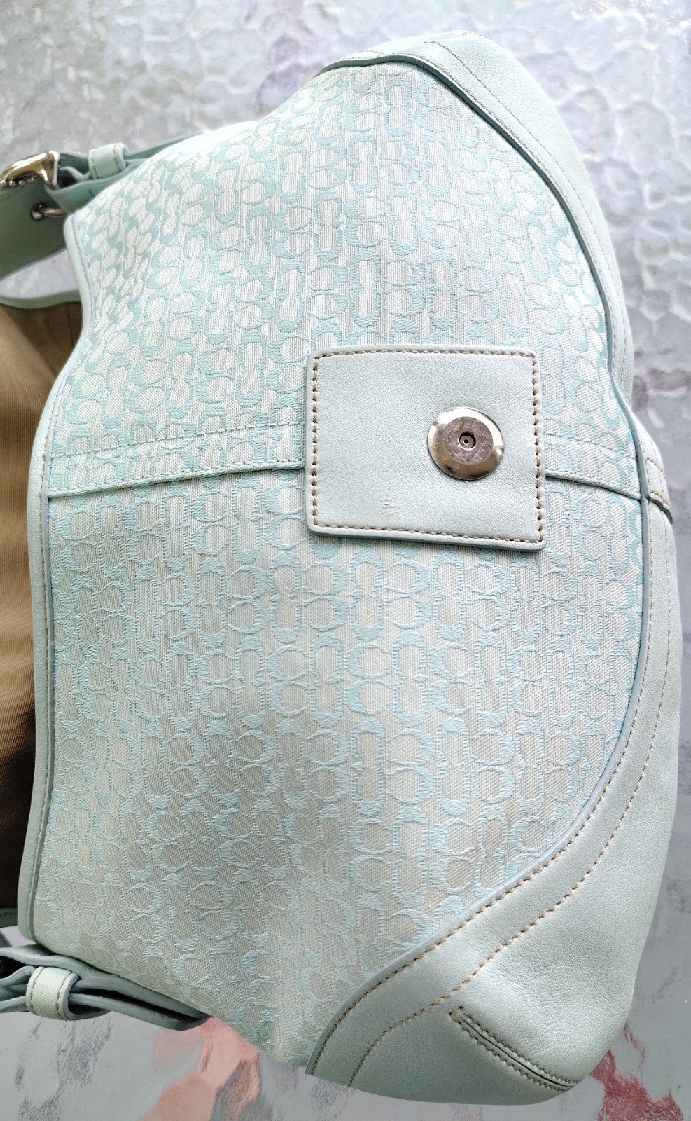 Coach MEDIUM Vintage F06808 Soho Robin Egg Blue Signature C & Leather Bag