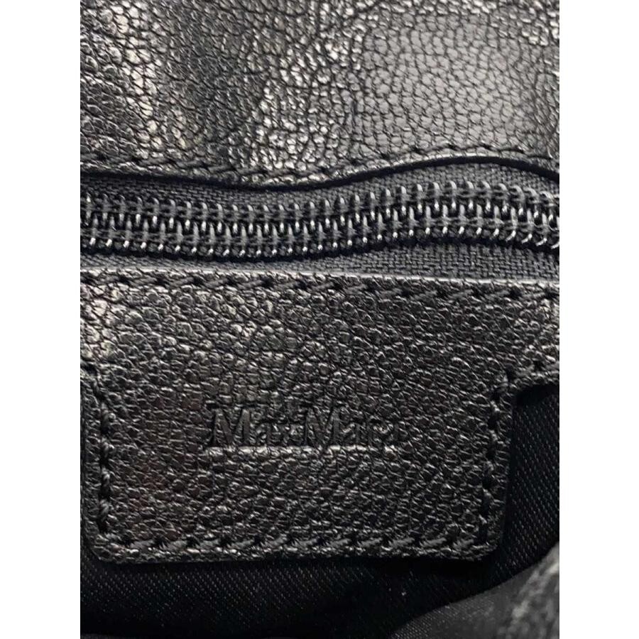 MAX MARA Shoulder Bag Leather Black Womens Gold Hardware Clasp Top Handle