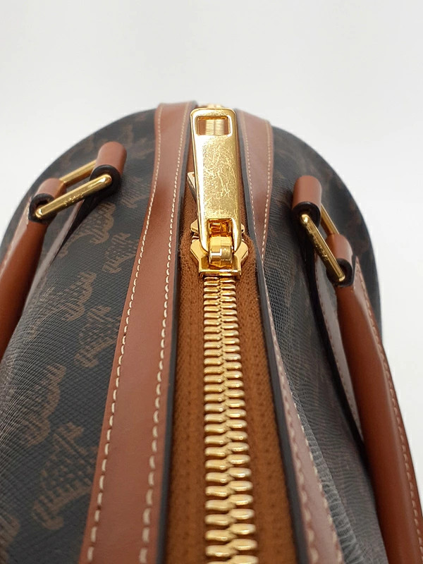 Celine Triomphe Canvas Large Boston 119572CAS.04LU Brown Shoulder Bag #TB3387