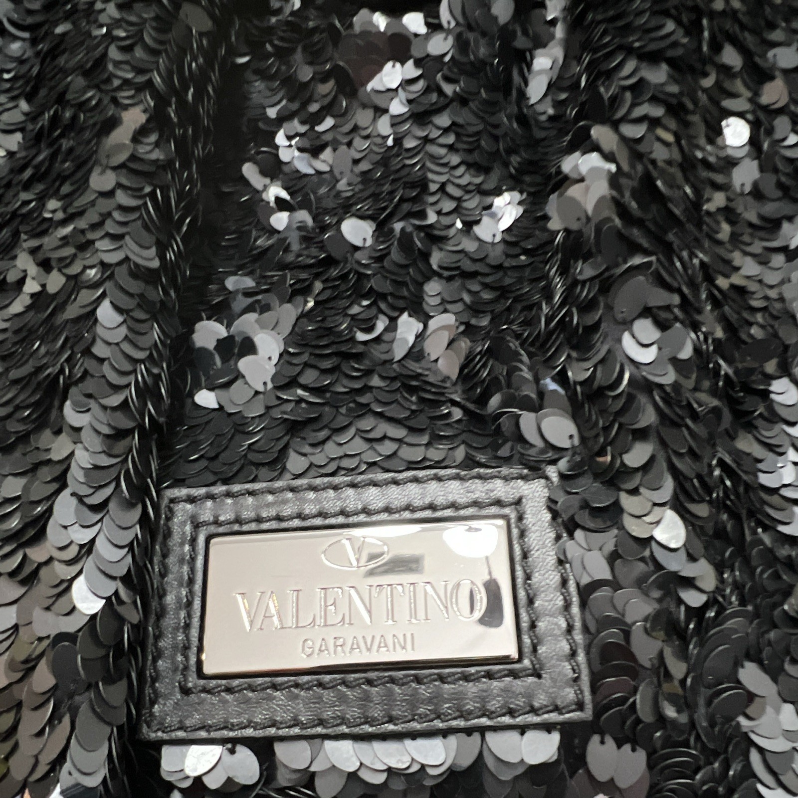 Valentino Garavani Black Sequin shining flower tux 360 Tote Bag