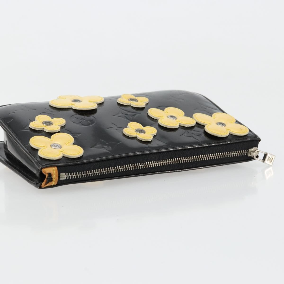 LOUIS VUITTON Monogram Vernis Lexington Pouch Flower Black M92245 Auth bs35540