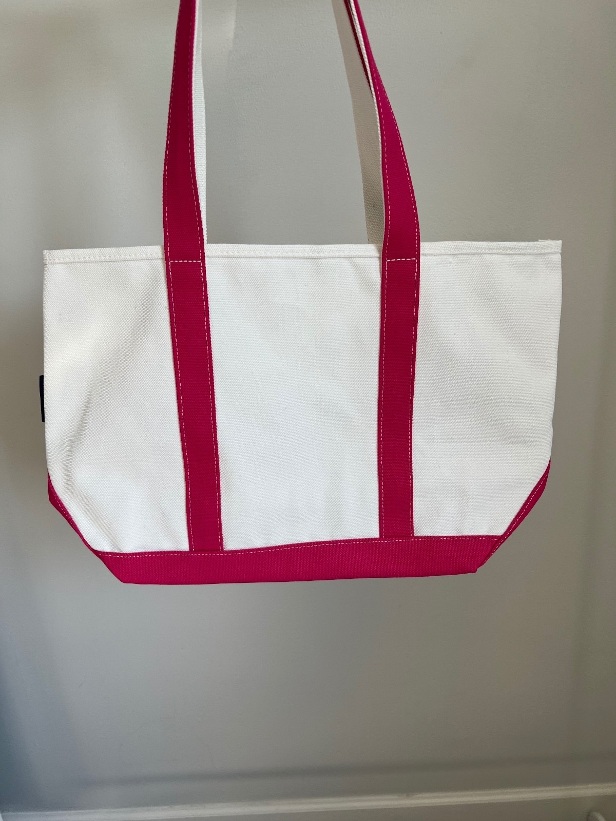 Von Maur Beauty Canvas Tote Bag White & Pink Large Shopper Beach Travel Carryall